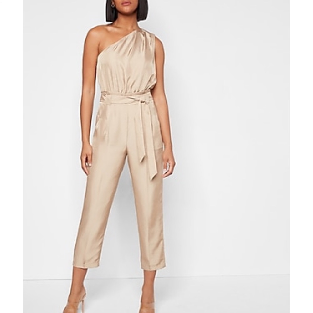 Draped One Shoulder Belted Jumpsuit